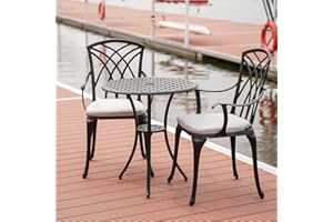 Withniture 3 Piece Patio Bistro Set with Cushions, Outdoor Bistro Table and Chairs Set of 2 with Umbrella Holes, All Weather Bistro Table Set for Garden Porch Pools