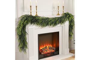 N&T NIETING 9FT Christmas Norfolk Pine Garland Real Touch Pine Artificial Garlands Faux Greenery Garland Winter Christmas Garland for Table Mantle Fireplace Indoor Outdoor Xmas Decorations (1 Pcs)