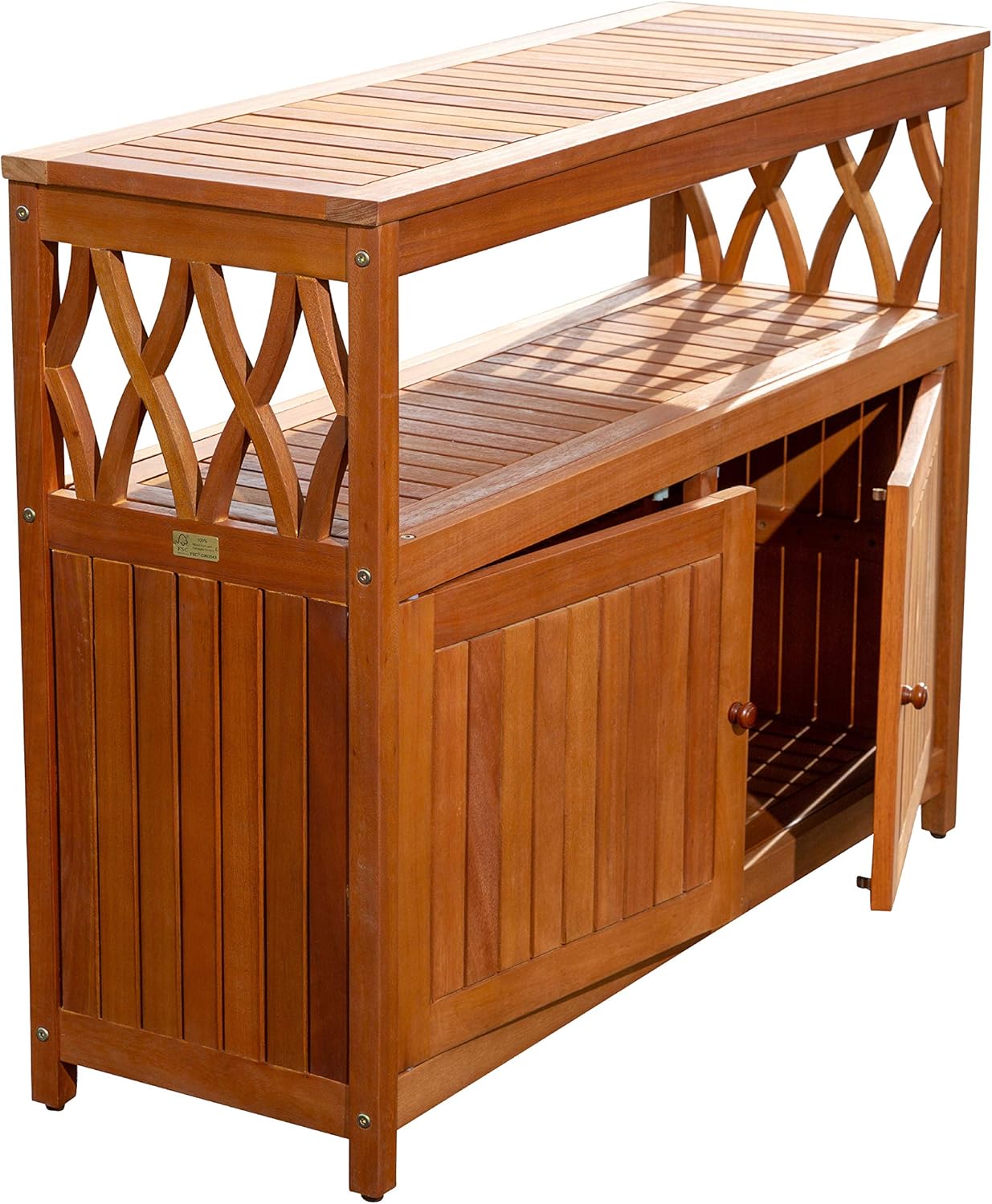 replacement glass for martha stewart patio tables on Driftwood Gray Dty Outdoor Living Longs Peak Eucalyptus Two Shelf Side Table Patio Lawn Garden Kolhergroup Tables