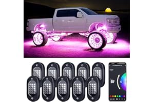 Honalia LED Rock Lights for Trucks,10 Pods Multicolor Underglow Lights for Trucks with App Control Flashing Music Mode RGB Rock Lights for UTV SUV ATV RZR Truck Accessories.