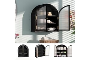 Jpiziso Bathroom Cabinet Arched Over The Toilet Storage, Medicine Cabinet with 2 Doors & Adjustable Shelves, Solid Wood Muebl