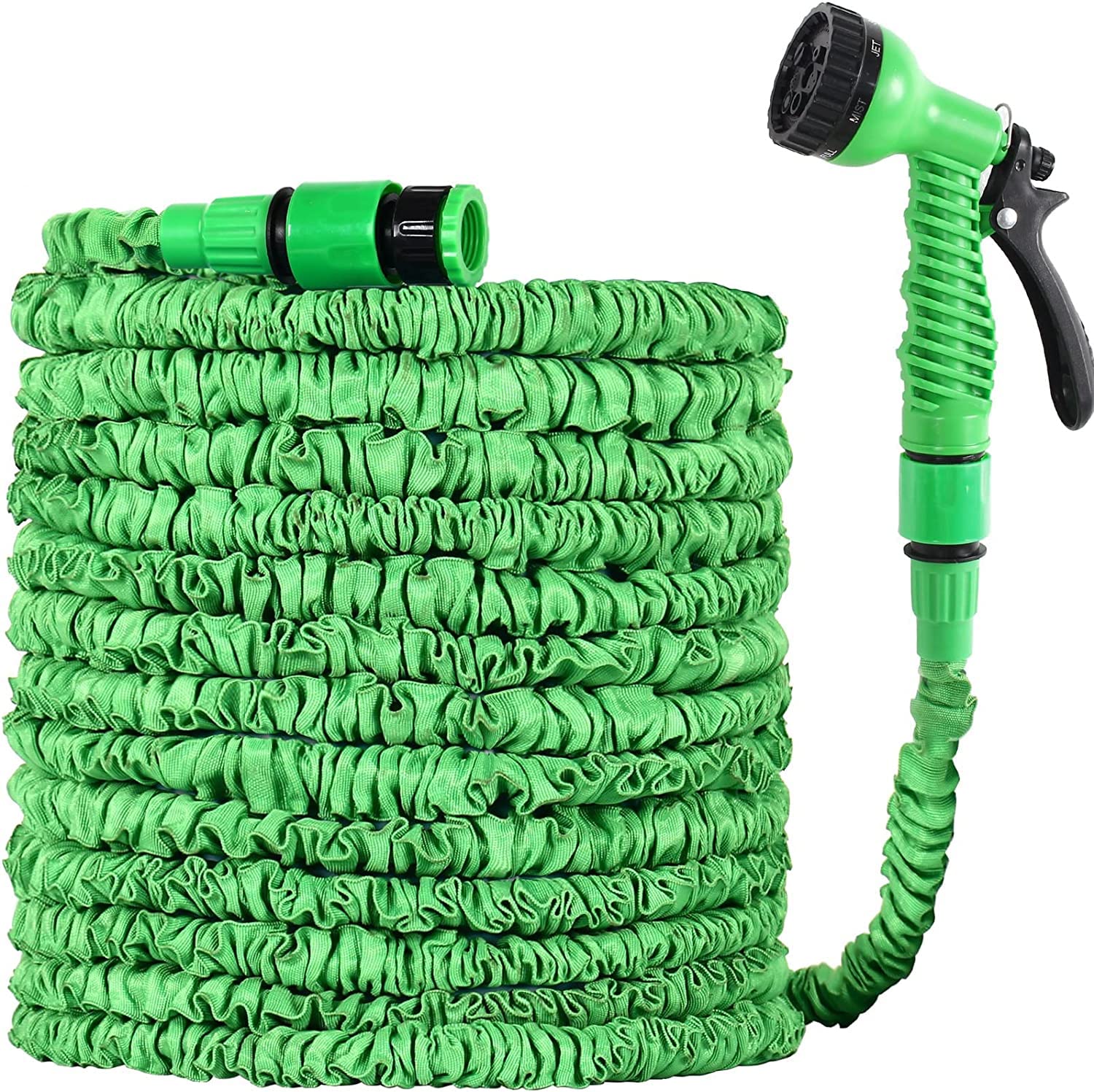 GRANDMA SHARK Expandable Garden Hose, 75FT Hose Pipes with 7 Modes Water Spray Gun, Flexible Hose Pipe Spray Gun, Garden Hose Reel, Magic Water Pipe 20M (75FT, Green)