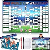 qiyeyeye World Cup Schedule Poster 2026 2 PCS Football Tournament Matches Fixture Wallchart Final 48-Team Team Info Chart Showcase No Crease Waterproof Soccer Merchandise Decor Fans Gifts 27.6"X20"