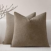 a moment Pack of 2 Decorative Chenille Throw Pillow Covers with Twill Cushion Covers for Sofa Living Room Couch Bed 20x20 Inch Dark Brown