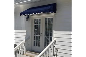 Easyawn Door and Window Sunbrella Canvas Awning / 5 Colors + 3 Sizes/Classic Awning / (Navy 8 feet Wide)