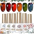 Born Pretty Jelly Gel Nail Polish, Sheer Transparent Crystal Gel Nail Polish, Christmas Brown Red Orange Green Blue Fall Winter Soak off Nail Polish Manicure DIY Home Salon Christmas Gift 7ml 6colors