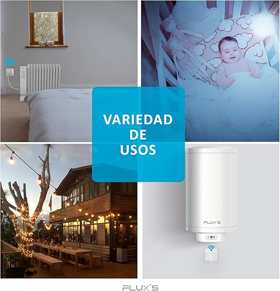 Enchufe Inteligente Wifi Fluxs Con Monitor de Consumo Programable y Funcion de Temporizador y Horarios Control Remoto Con IOS y Android Compatible Con Alexa Echo Google Home e IFTTT