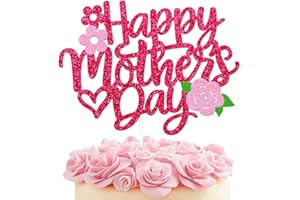 LONKISYL Happy Mother’s Day Cake Decoration Best Mom Ever Cake Topper We Love You Mom Mother’s Day Theme Happy Mothers Day Festival Party Supplies Glitter Rose Red