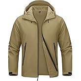 MAGCOMSEN Men's Waterproof Softshell Jacket Fleece Lined Lightweight Hooded Rain Coat Winter Windbreaker Tactical Hiking