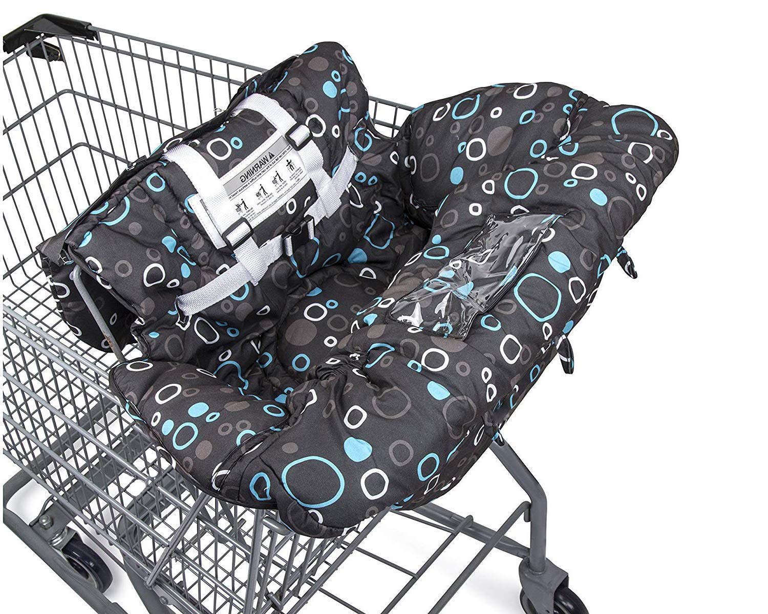 2-in-1 Baby Shopping Trolley Cover Highchair Seat Cushion - Portable Design (Black Circle)