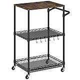 Rolling Kitchen Cart with Wheels, 3 Tier Metal