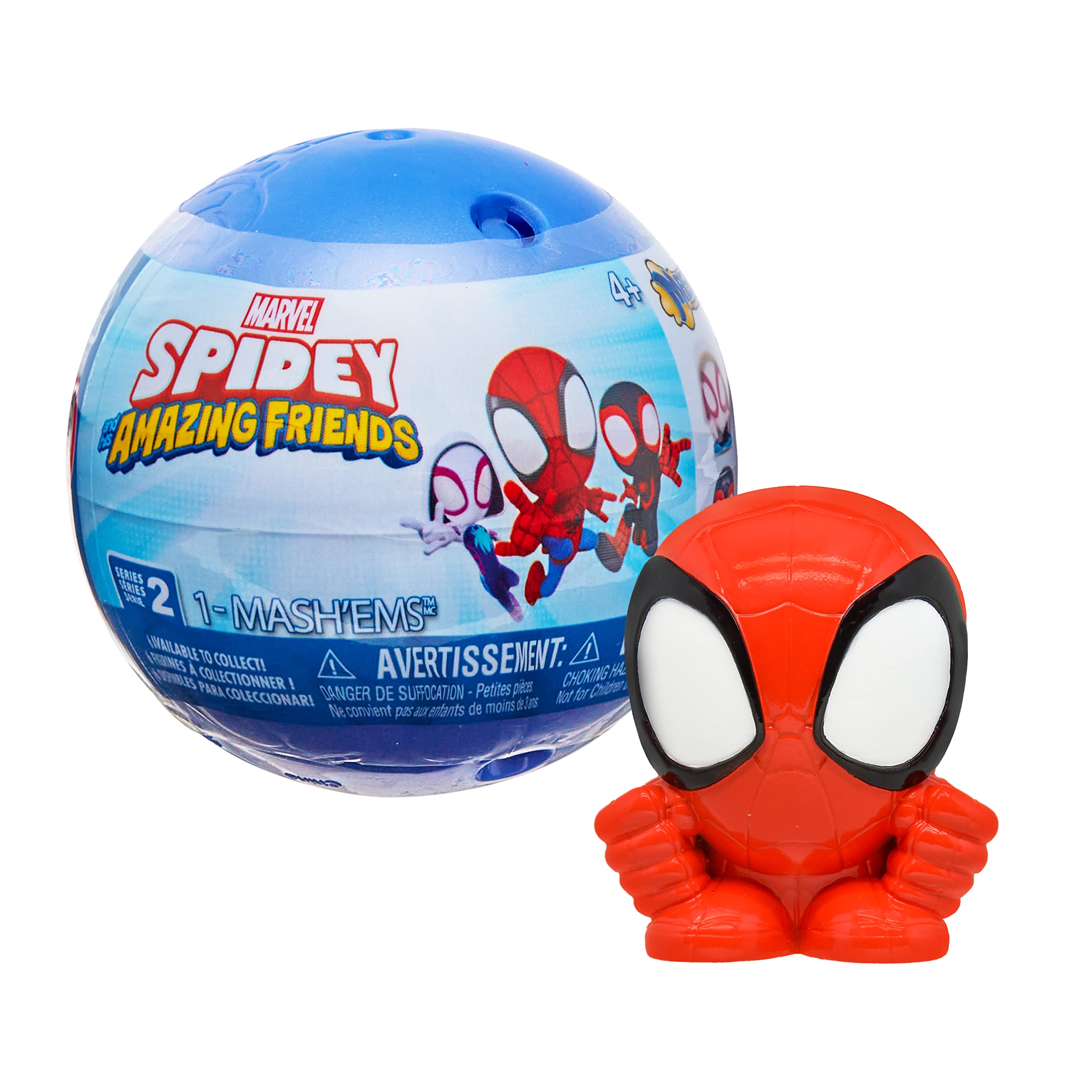 Mash'Ems Spidey and his Amazing Friends-Styles vary, Collectable Licensed Squishies, Disney Spiderman Toys, Mystery Collectables, Toys for kids aged 4+, Random