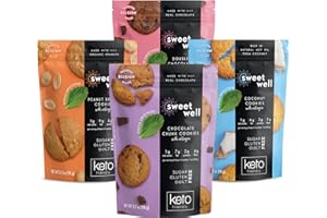 Keto Cookies Variety Pack, Low Carb Keto Snacks, Gluten-Free Keto Cookies with Real Ingredients, Stevia Sweetener and Collagen, Sugar-Free, Includes 4 Flavors, 3.2 oz Each, Pack of 4 - Sweetwell