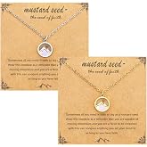 Tedux 2 Pcs Silver &amp; Gold Mustard Seed Necklace | Mustard Seed Jewelry for Women Religious Faith Gift