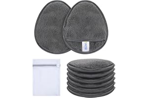 SINLAND 6 pack Reusable Makeup Remover Pads with Laundry Bag Microfiber Facial Cleansing Cloths for All Skin Types Soft Makeu