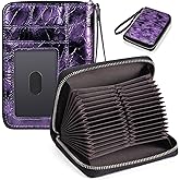 EcoVision RFID Credit Card Holder Wallets for Women Large Storage Space Accordion Zipper Card Case Holder,Leather Organizer Case with Lanyard