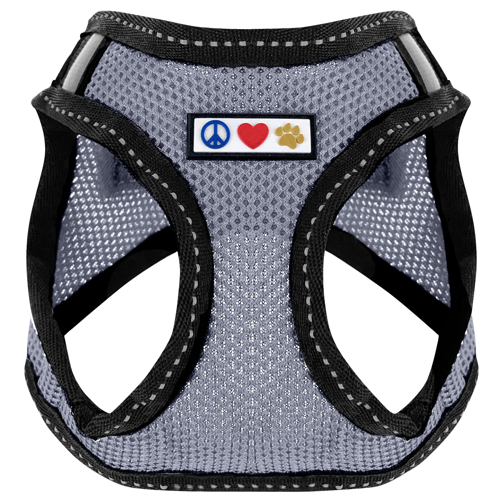 Pawtitas Pet Reflective Mesh Dog Harness, Step in or Vest Harness, Comfort Training Walking of Your Puppy/Dog XL Extra Large Grey Dog Harness