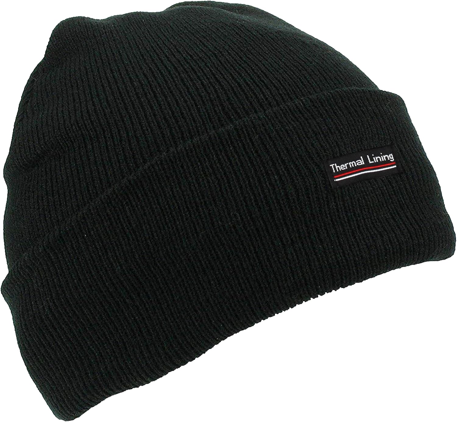 Mens Black Thermal Beanie Hat Winter Hiking Walking Cycling Skiing