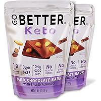GO BETTER Keto Bark | Milk Chocolate with Dry Roasted Salted Almonds | 1 Net Carb, Gluten Free, Sugar Free Chocolate…