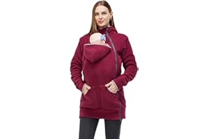 MaisMa Women's Fleece Zip Up Maternity Kangaroo Baby Carrier Hoodie Sweatshirt Jacket