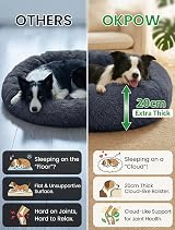 OKPOW Donut Dog Bed 50cm Calming Round Puppy Cat Pet Bed Non Slip Bottom view 3