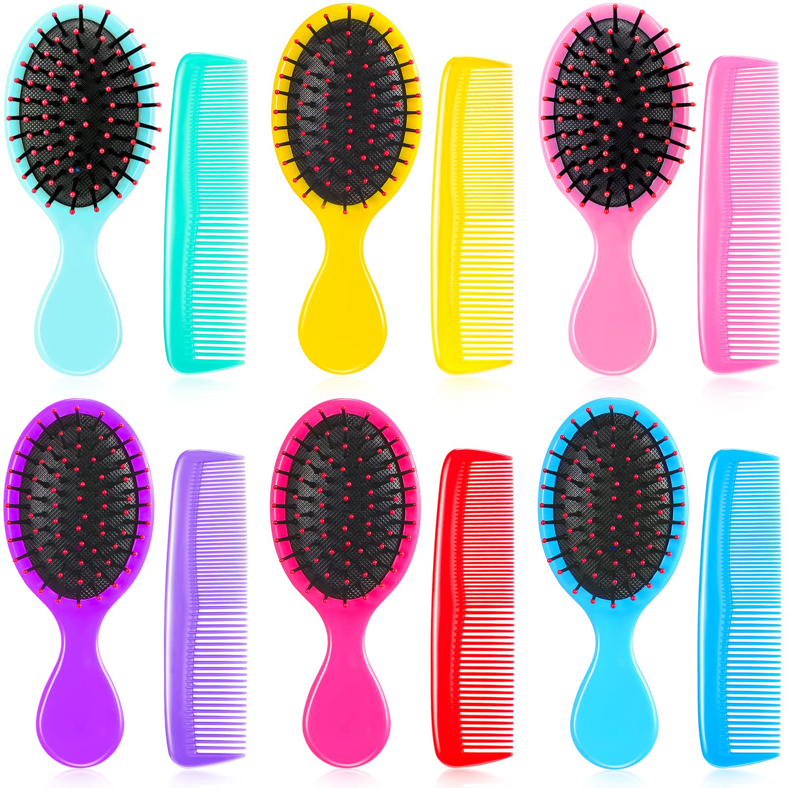 Photo 1 of 12 Pack Wet Small Hair Brush Combs Set, 6 Detangler Mini Brush Detangling Travel Hair Brush 6 Plastic Fine Wide Combs for Women Men Kids Toddler Girls Baby(Stylish Colors)