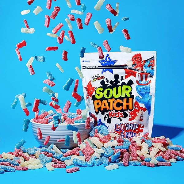 SOUR PATCH KIDS RED, WHITE & BLUE SOFT & CHEWY GUMMY CANDY, BULK CANDY, 1.8 LB