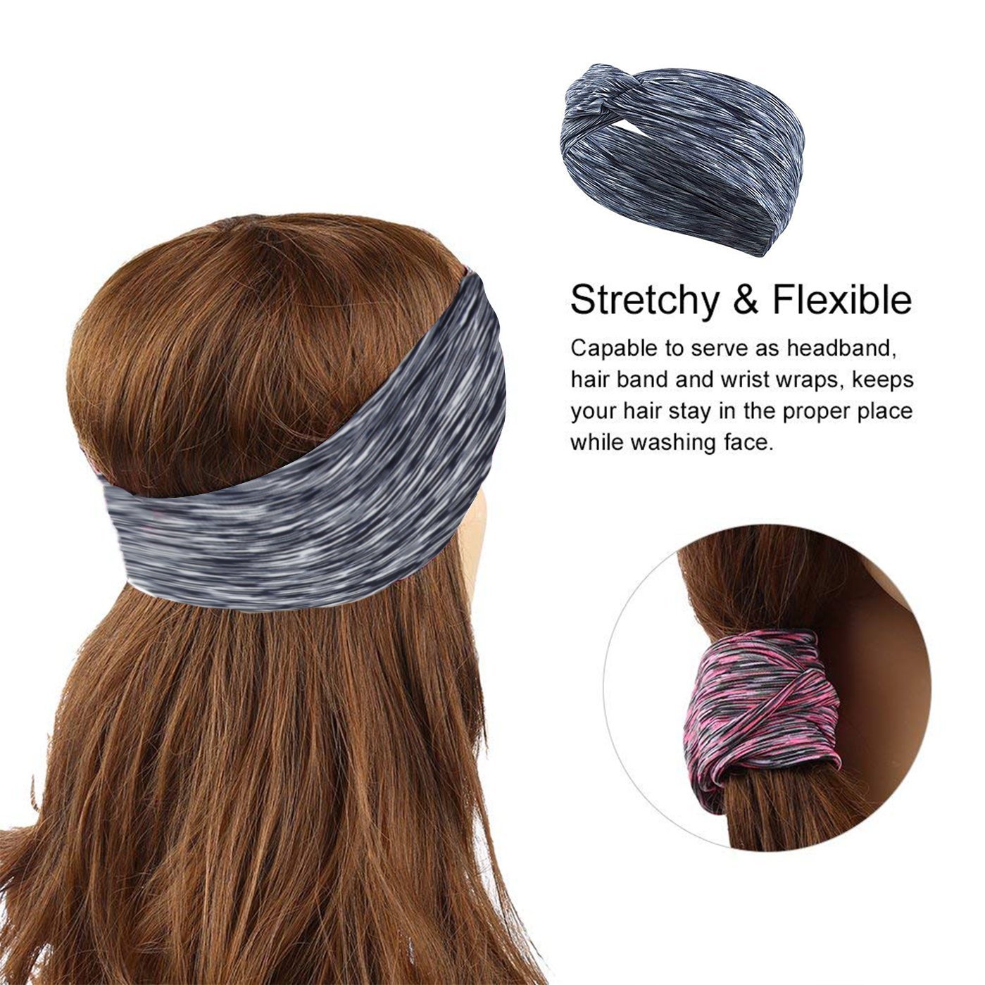 KelaSip Damen Stirnb/&auml;nder Frauen Elastische Stirnband Yoga//Spa Haarband Weiche Turban-Kopf-Verpackungs Sport Kopftuch