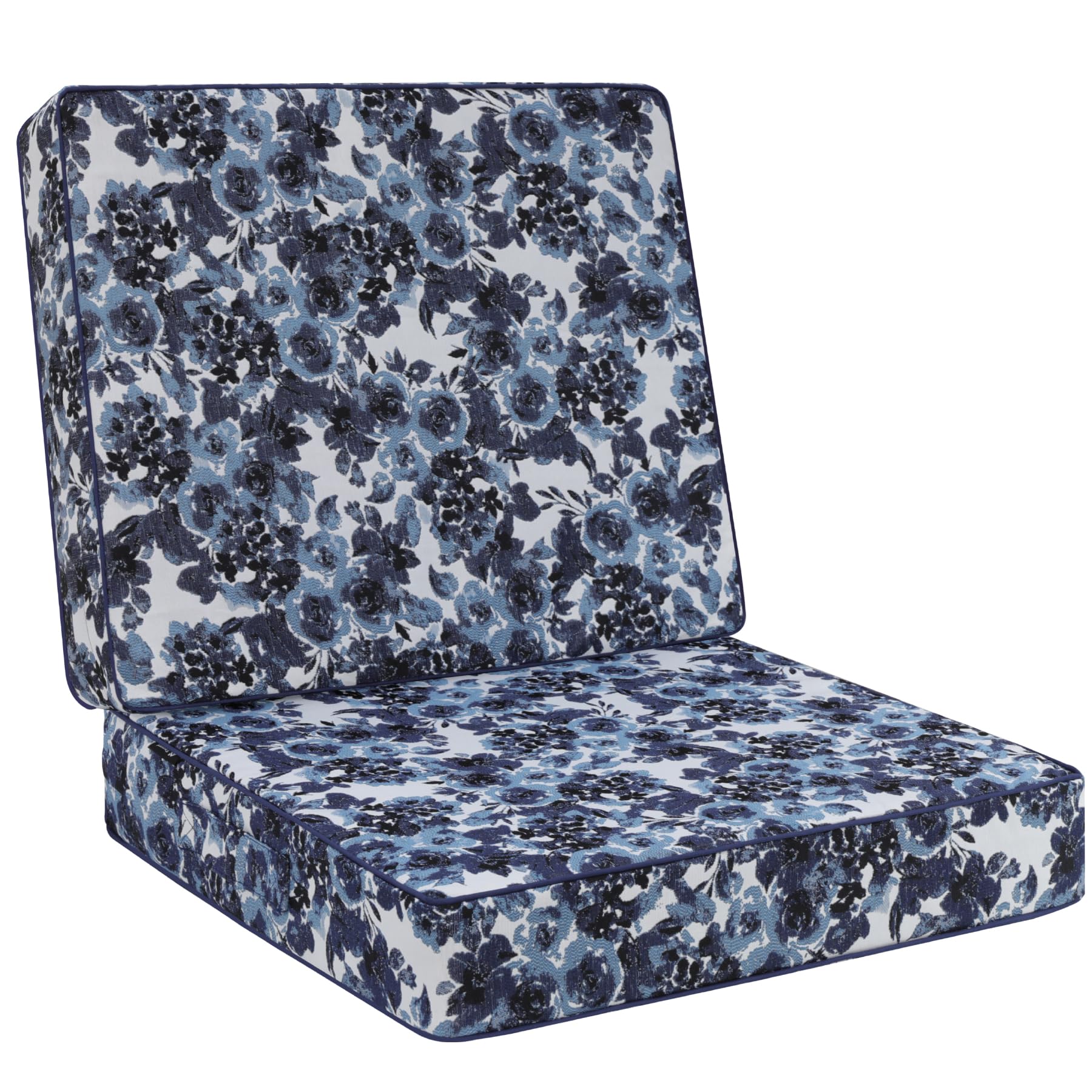 Favoyard Deep Seat Patio Cushion 22 x 22 x 3 in Waterproof Seat & Back Cushion Set with Color Fade Resisitant Pattern, Portable Handle, Attach Straps, Zipper on Removable Cover for Outdoor Furniture Image