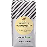 AmazonFresh French Vanilla Flavored Coffee, Ground, Medium Roast, 12 Ounce