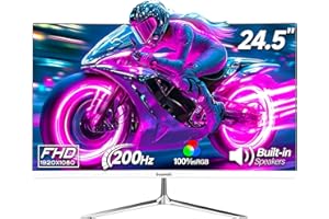 Gawfolk Gaming Monitor 24.5 Inch 200Hz Built-in Speakers, 180hz PC Monitor FHD 1080P Frameless Computer Monitors, VA,sRGB 100