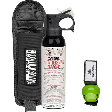 SABRE Frontiersman MAX Bear Spray and Mountain Lion Deterrent, 9.2 oz, 40 ft Range, Maximum Strength, 1 Ct, Bear Spray, Adult