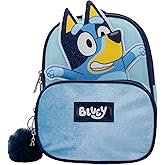 AI ACCESSORY INNOVATIONS Bluey 9” Micro Mini Backpack Purse Featuring a 3D Bluey Glitter Patch with Pom Pom Dangle, Blue