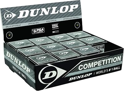 Dunlop Squash Balls Competition Yellow 12 Slow Speed for Beginners and Players