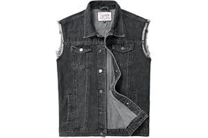 Ginsiom Men's Denim Vest,Sleeveless Jean Jacket Ripped Stretchy Distressed Battle Vest for Men Sleeve Less Outerwear