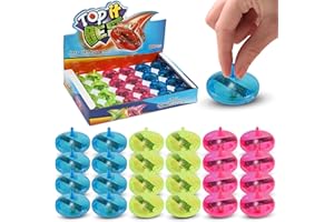 LIBERTY IMPORTS 24 Pieces: Light Up Mini Spinning Tops - LED Flashing Bulk Small Spin Toys for Kids Party Favors and Novelty Play Bundle Pack