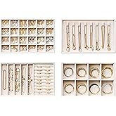 Velvet Jewelry Drawer Organizer Trays – 4-Layer Stackable Jewelry Storage Inserts Set, Beige Jewelry Tray Set for Earrings, Rings, Necklaces, Bracelets with Removable Dividers for Dresser & Vanity