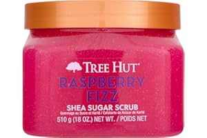 Tree Hut Raspberry Fizz Shea Sugar Scrub, Exfoliating, Hydrating & Moisturizing Body Scrub with Shea Butter & Nourishing Essential Oils, Smooth & Soften Skin, 18 oz