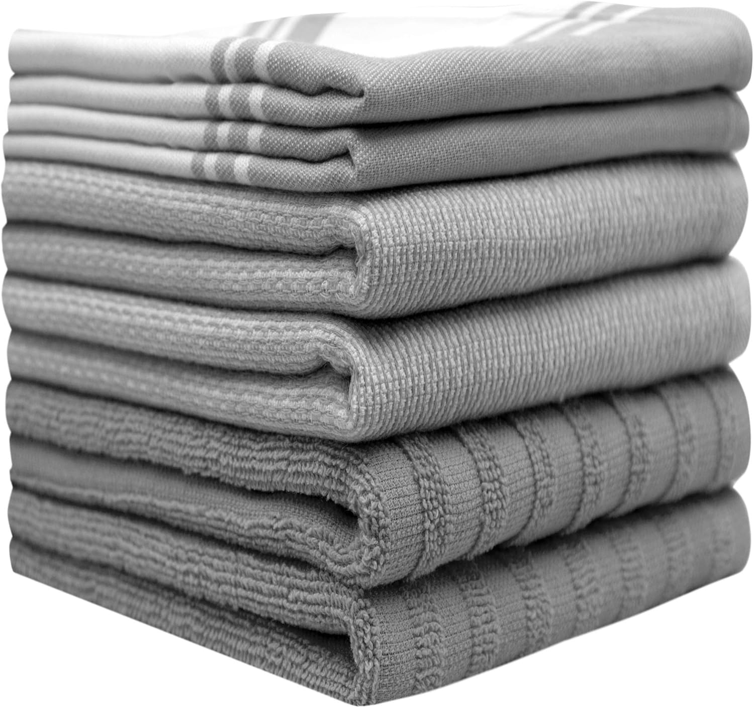 Premium Kitchen Towels (20”x 28”, 50 x 70 cm, 6 Pack), Large Cotton Kitchen Hand Towels, Vintage Striped Flat & Terry Towel - Image 3