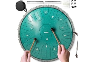 NIPINUS Rain Drum for Outside Garden, Steel Tongue Drum - 12 Inch 15 Notes Metal HandPan Drums,Waterproof Rain Chime,Musical Gifts