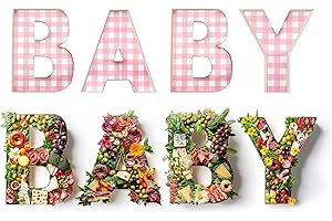 Pop Fizz Designs Charcuterie Board Letters I Baby or Bridal Shower Food Trays I Decorations Cardboard Letters for Charcuterie I Food Display Fillable Letters (Baby (Pink))