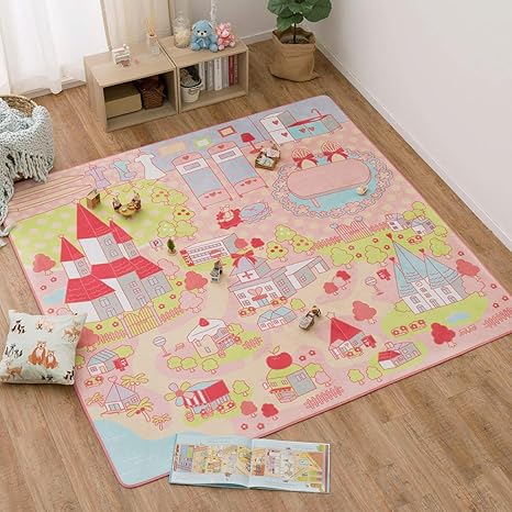 Amazon 敷物ライフ 洗濯機ok キッズラグ ラグ プリンセスタウン2 190 190cm 子供部屋 女の子 洗える ラグ カーペット オンライン通販