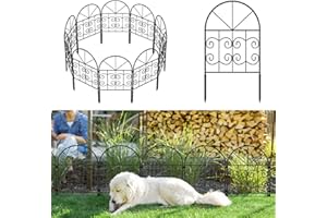 Skcoipsra Decorative Garden Fence 10 Pack, 22in(H) x 10ft(L) Animal Barrier Fence, Rustproof Metal Fencing for Yard, Dog Rabbits Wire Section Garden Edging Border for Yard Patio Garden, Arched