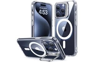 ESR for iPhone 15 Pro Case, Compatible with MagSafe, Military-Grade Protective Case, Built-in Stash Stand Phone Case, Scratch-Resistant Back Cover, Classic Series, Clear