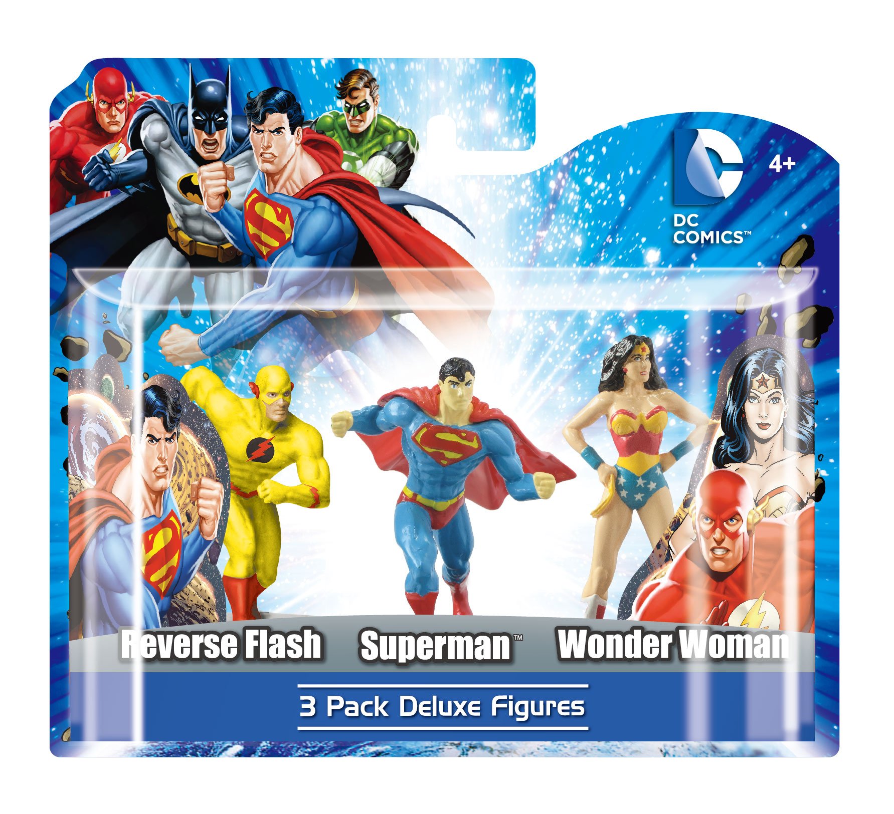 Monogram DC Universe, Pack C of 3 Figures: Reverse Flash, Superman and Wonder Woman, 10 cm (MNGUDC45223)