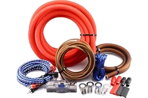 JEEMITERY 0 Gauge CCA (Copper Clad Aluminum) Complete Amplifier Wiring Kit - 3000W Max Car Audio Power Cable with Fuse | for Subwoofer, Mono Block, Big 3 Upgrade, RV & Boat