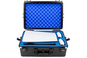 CASEMATIX Hard Shell Travel Case Compatible with PlayStation 5 Console, Controllers, Games and Accessories - Waterproof PS5 Carrying Case with Customized Foam for Both Standard and Digital Editions
