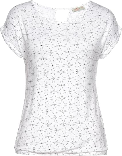 ELFIN Damen T-Shirt Kurzarm – Streifen-Shirt Aus Baumwolle-Mix, Mit Bundsaum, Für Sport & Alltag