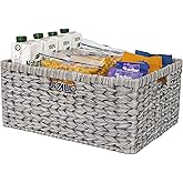 GRANNY SAYS Large Wicker Basket for Storage, Waterproof Baskets for Shelves, Storage Baskets with Handles, Grey Basket for Storage, 1-Pack