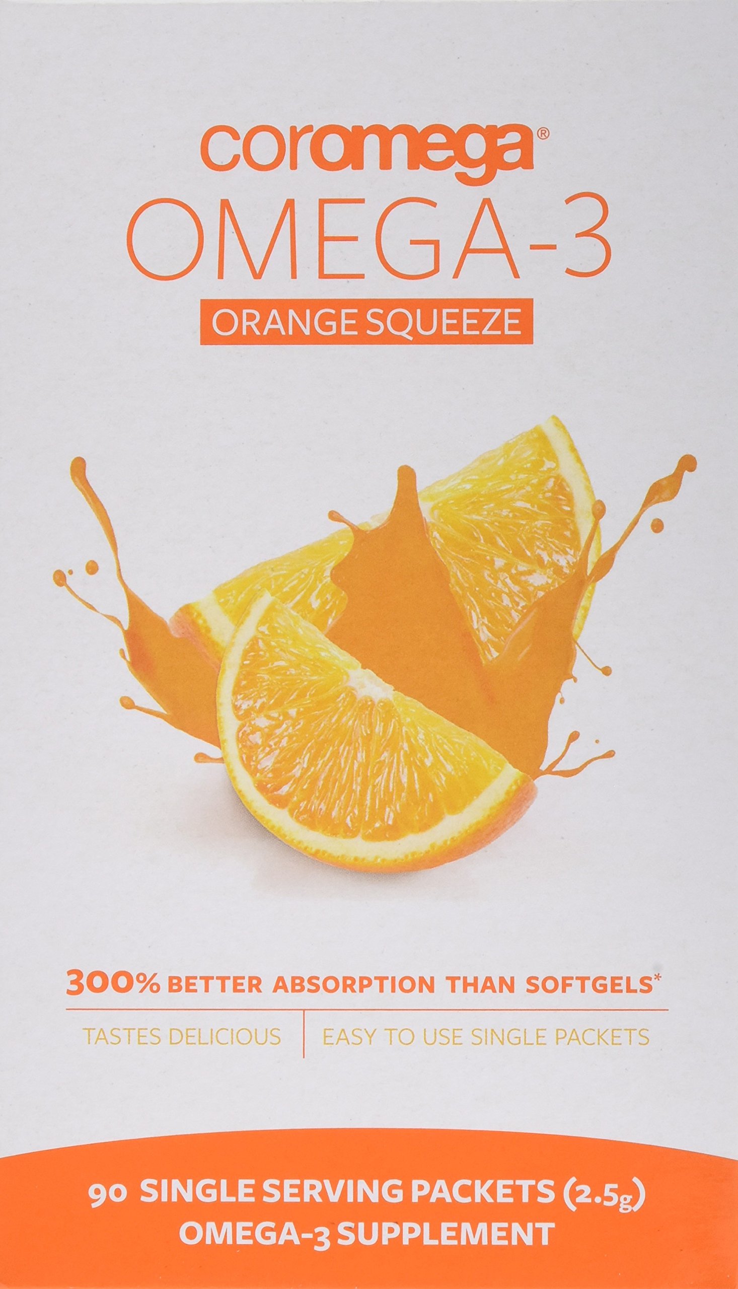 Coromega Omega3 Supplement, Orange Flavor, Squeeze Packets
